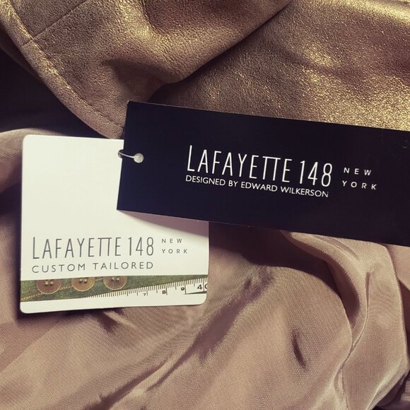 Lafayette 148 New York Gold Bronze 100% Leather Jacket NWT Size 16 Stunning - Picture 13 of 16